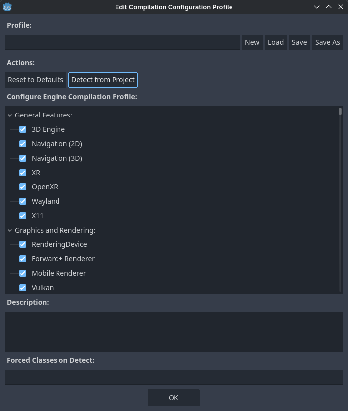 Abrir el editor de configuración de compilación del motor
