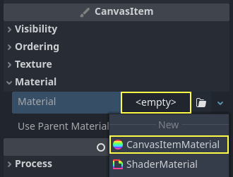 Crear un CanvasItemMaterial en la parte inferior del inspector de nodos de partículas