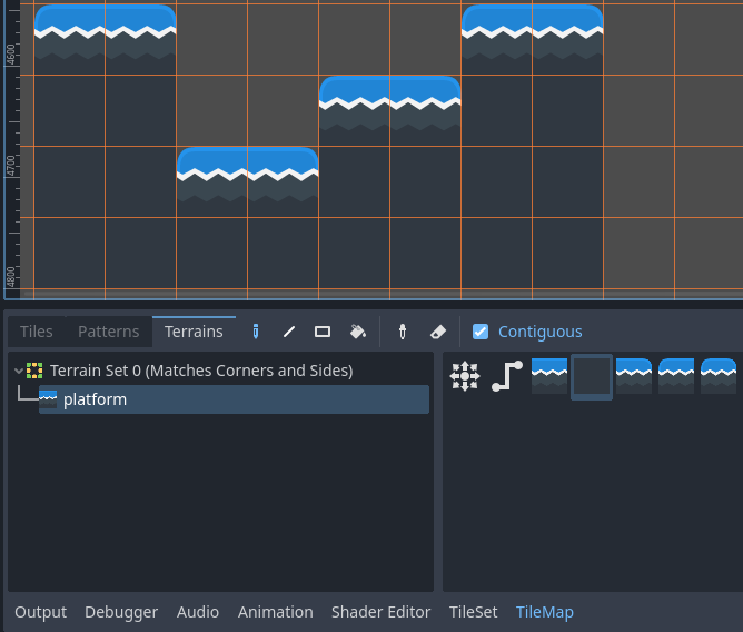 Pintar con tiles específicos en la pestaña Terrenos del editor de TileMap