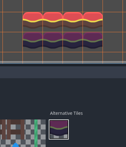 Seleccionando un mosaico alternativo en el editor TileMap