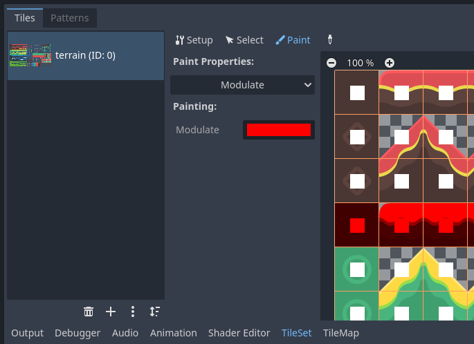 Pintar las propiedades de un tile utilizando el editor de TileSet
